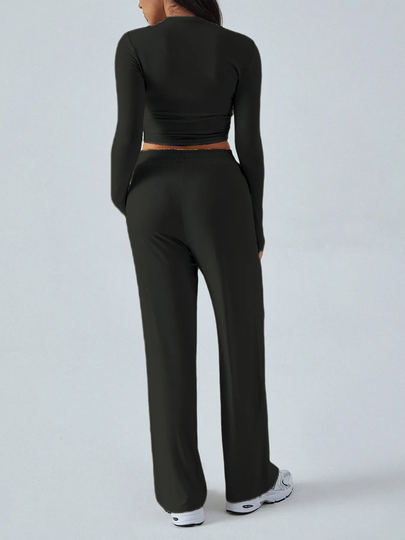 Round Neck Long Sleeve Top and Pants Set - Eco4life Clothing and Accessories