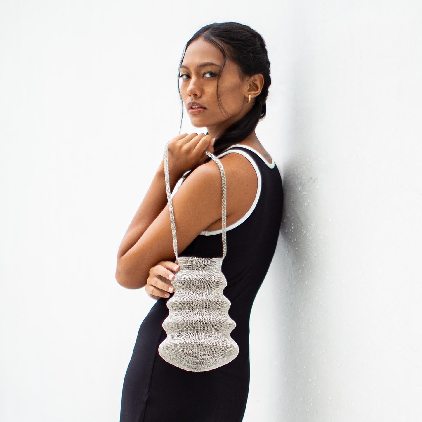 SHELL Handwoven Wire Bag In Silver - Eco4life Clothing and Accessories