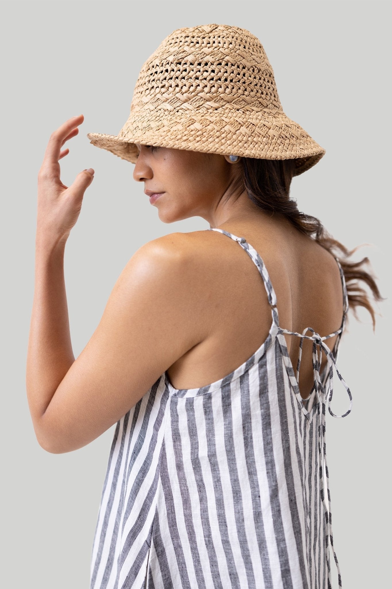 Short Tent Dress in Linen Stripes - Eco4life Clothing and Accessories