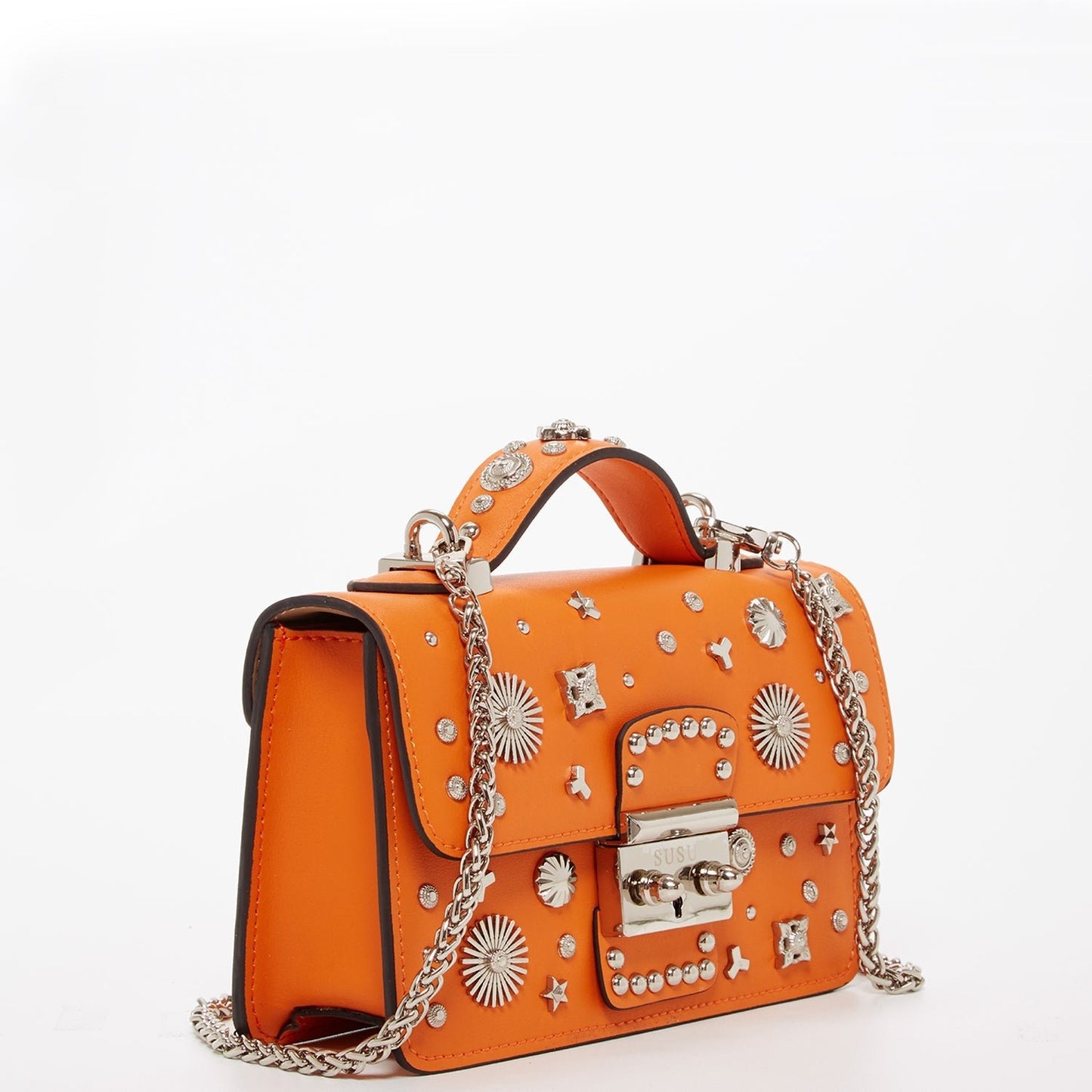 SUSU Studded Small Leather Crossbody Bag Orange Purse Cute Handbag Women's Handbag - Eco4life Clothing and Accessories
