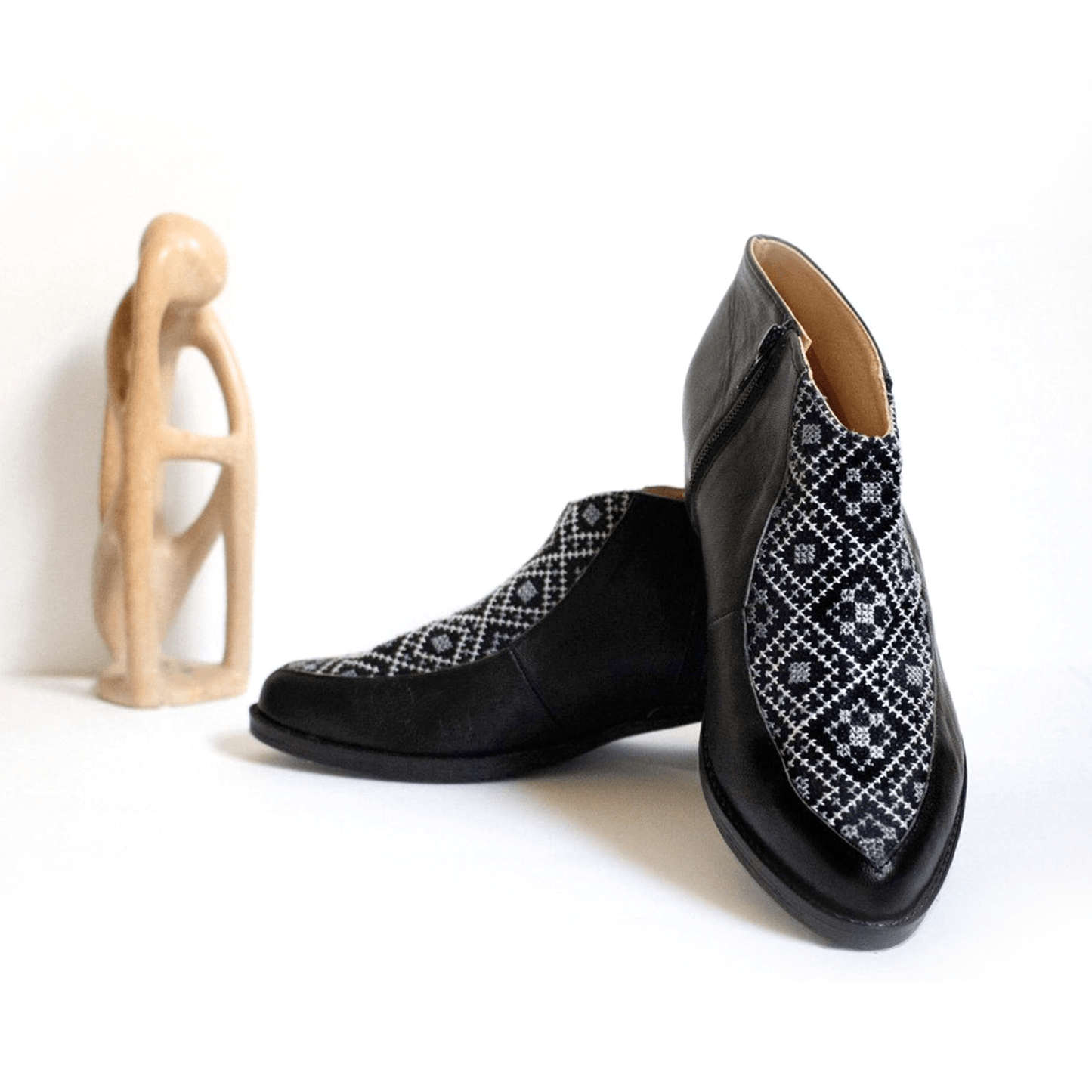 Tatreez Bootie - Black and Gray - Eco4life Clothing and Accessories