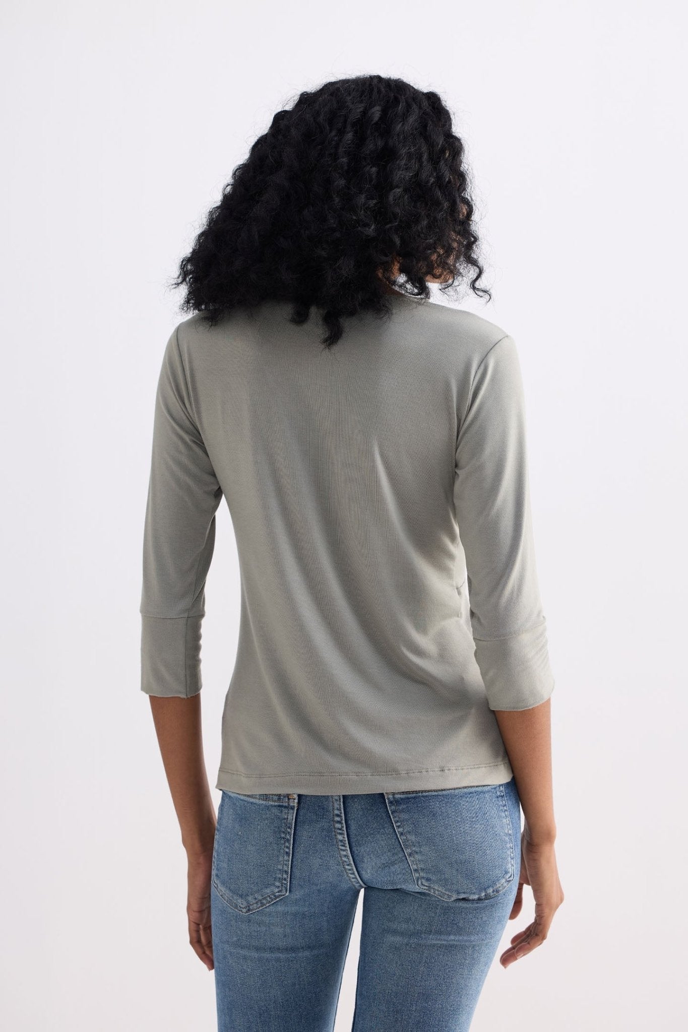 Twist Front Knit Shirt in Light Olive - Eco4life Clothing and Accessories