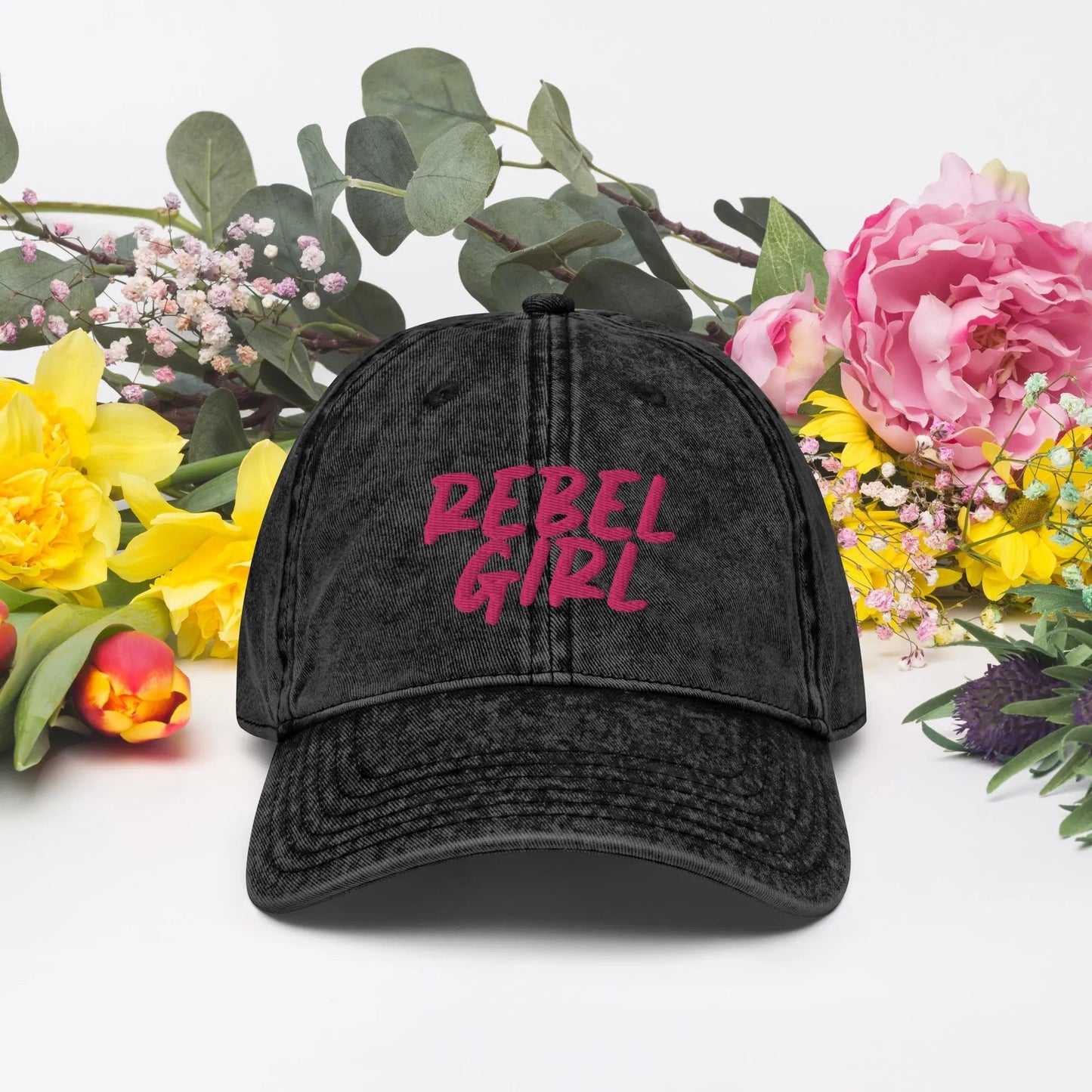 Vintage Cap REBEL GIRL Vintage Cotton Twill Cap - Eco4life Clothing and Accessories