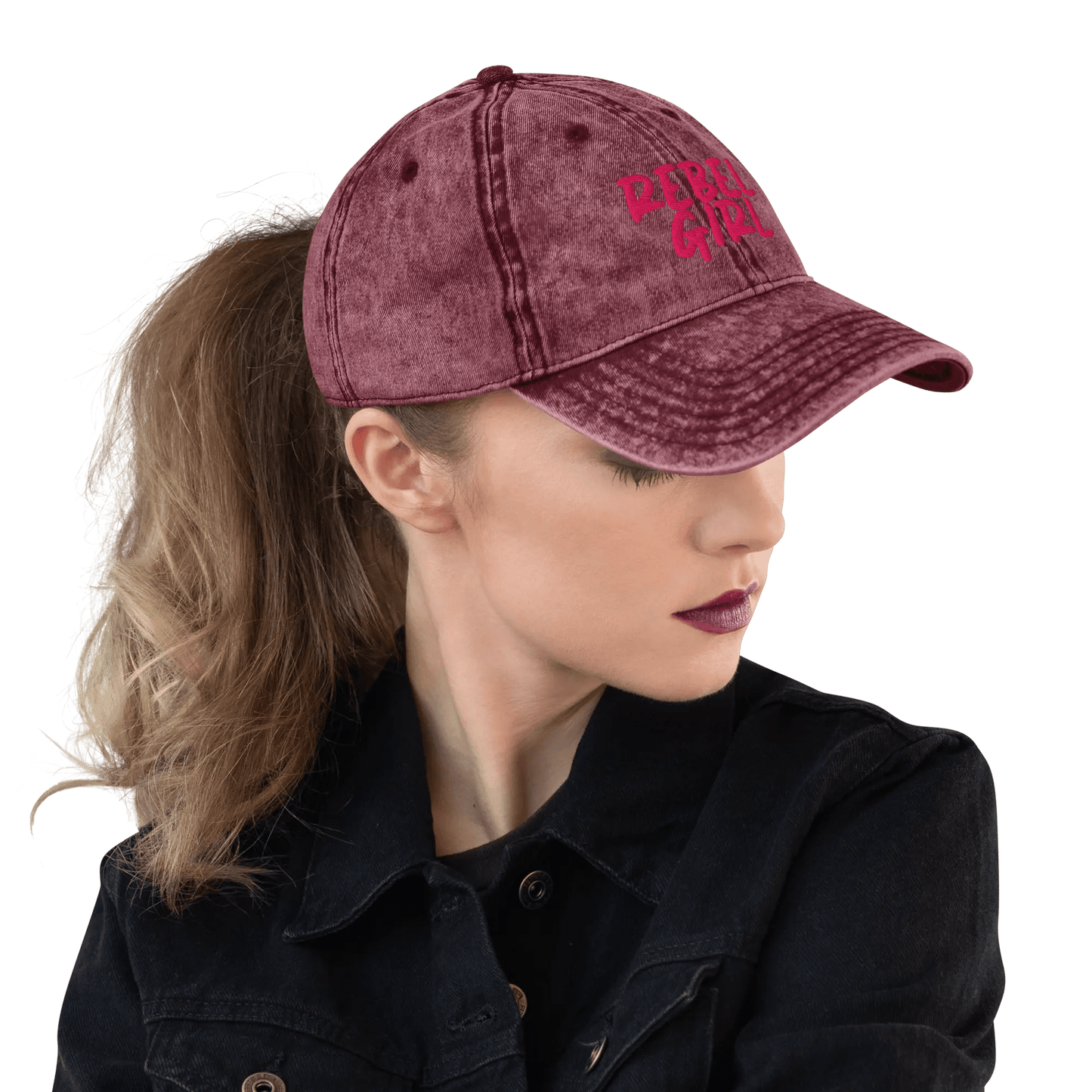 Vintage Cap REBEL GIRL Vintage Cotton Twill Cap - Eco4life Clothing and Accessories