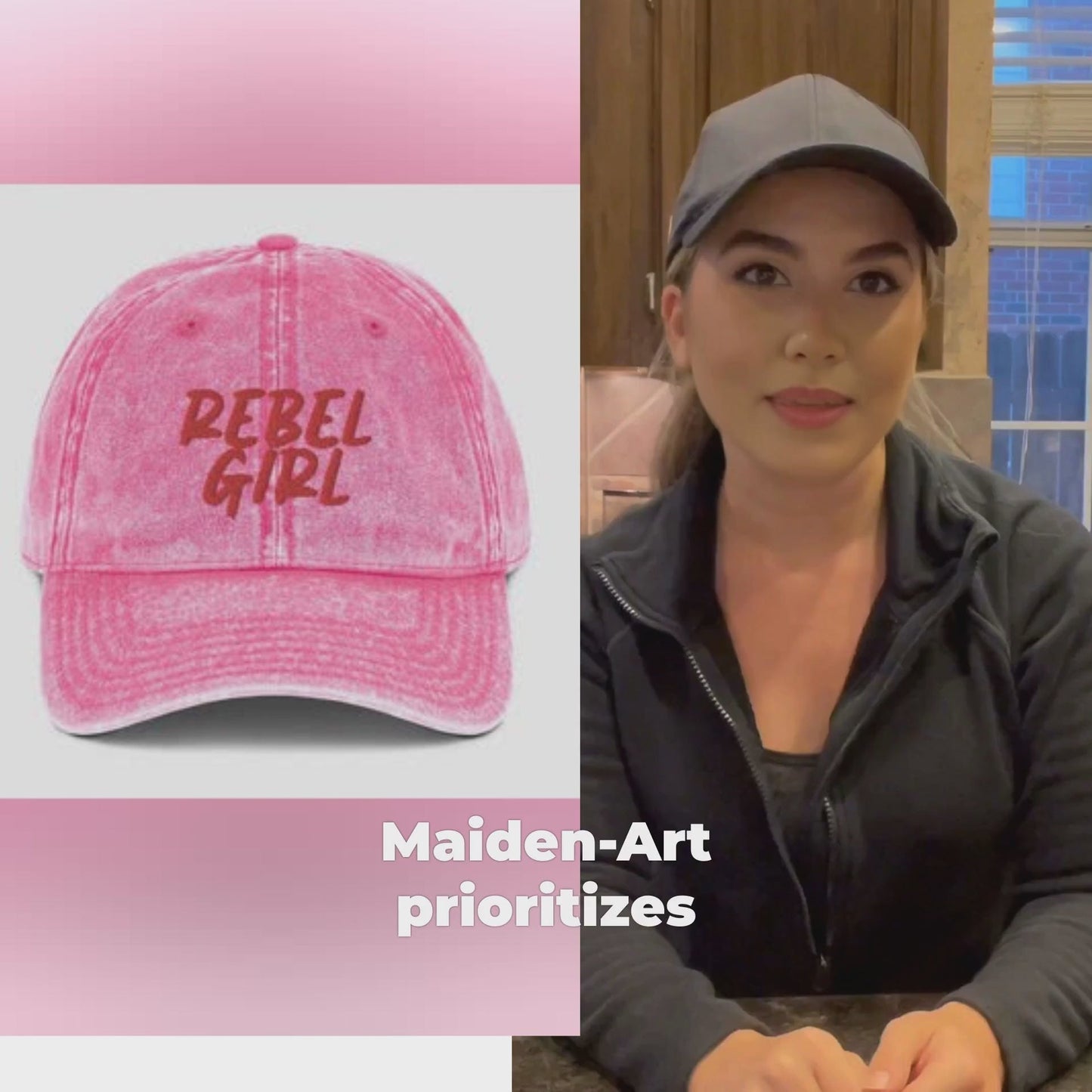 Vintage Cap REBEL GIRL Vintage Cotton Twill Cap - Eco4life Clothing and Accessories