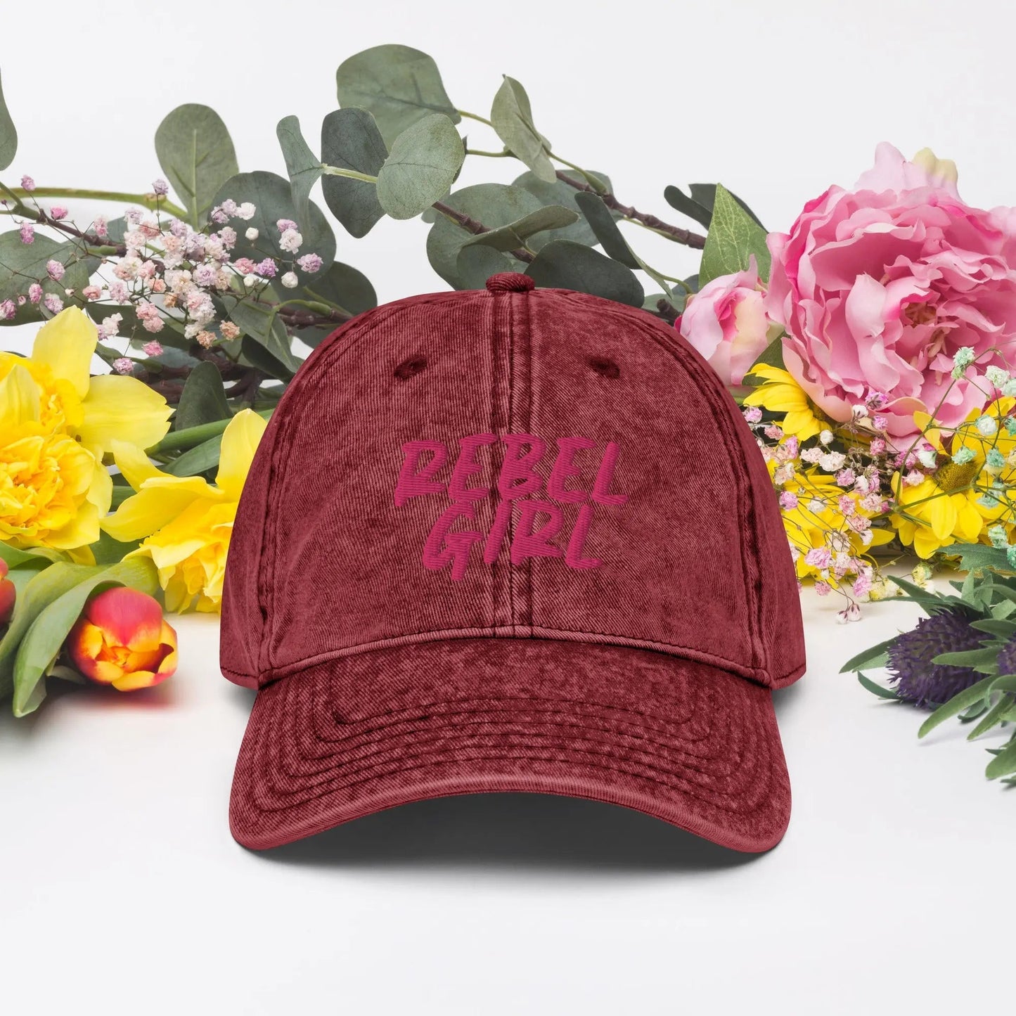 Vintage Cap REBEL GIRL Vintage Cotton Twill Cap - Eco4life Clothing and Accessories