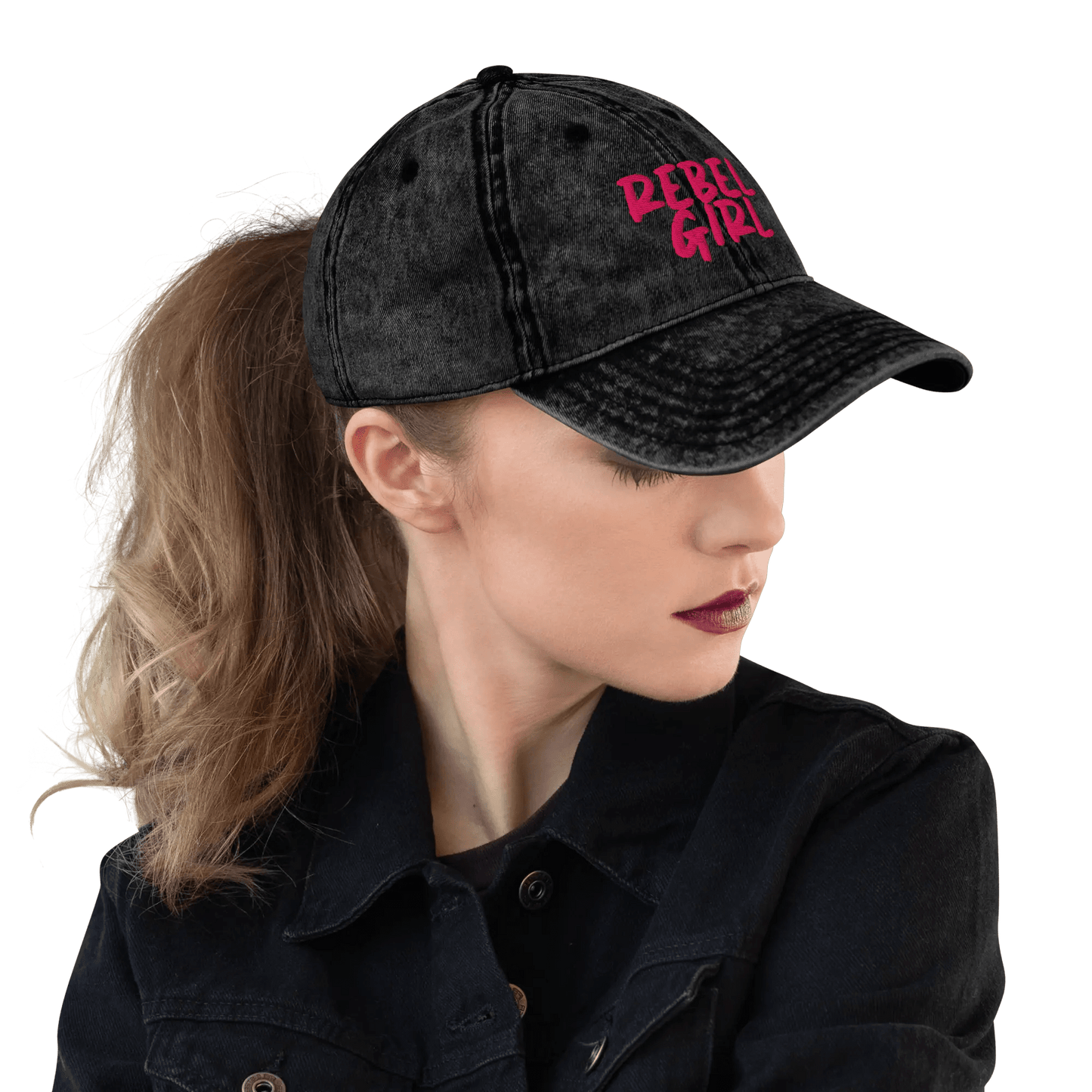 Vintage Cap REBEL GIRL Vintage Cotton Twill Cap - Eco4life Clothing and Accessories