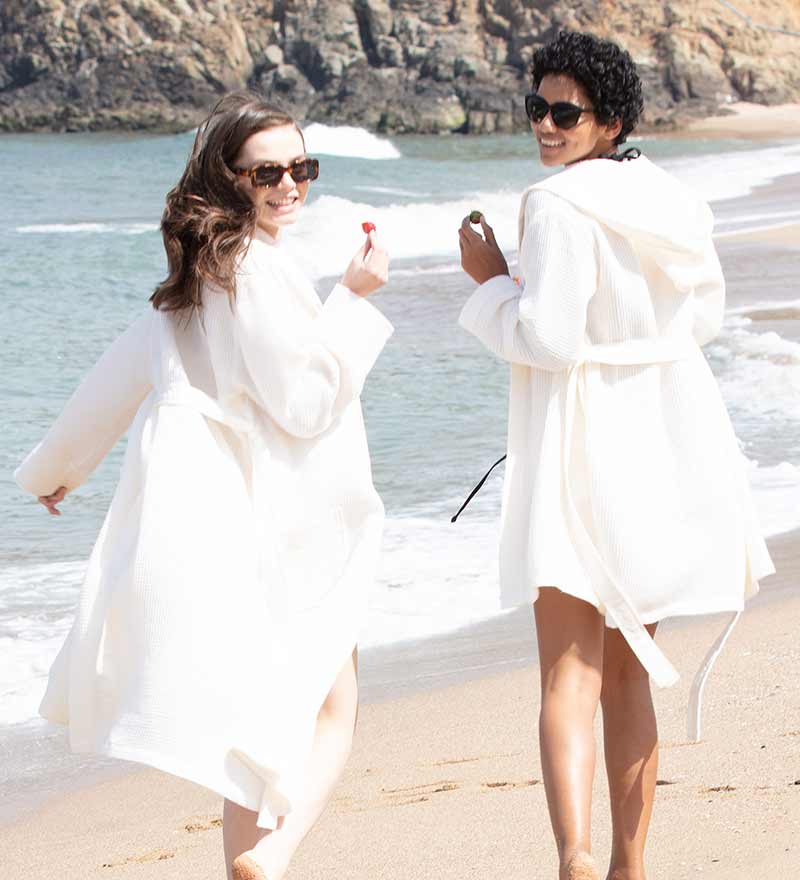 Women's Full Length Lightweight Waffle Spa Robe with Shawl Collar - Eco4life Clothing and Accessories