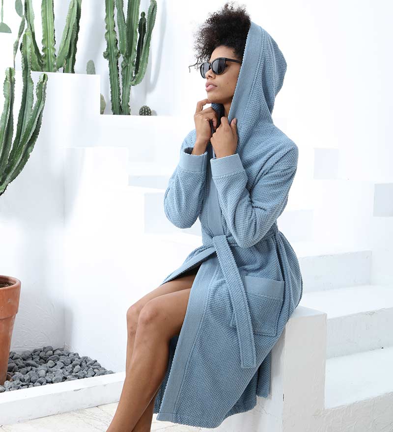 Women's Hooded Turkish Cotton Terry Cloth Robe - Eco4life Clothing and Accessories