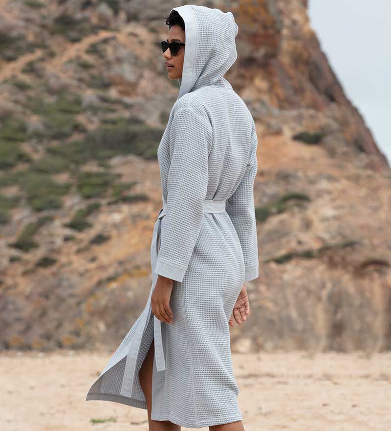 Women's Hooded Turkish Cotton Waffle Robe - Eco4life Clothing and Accessories