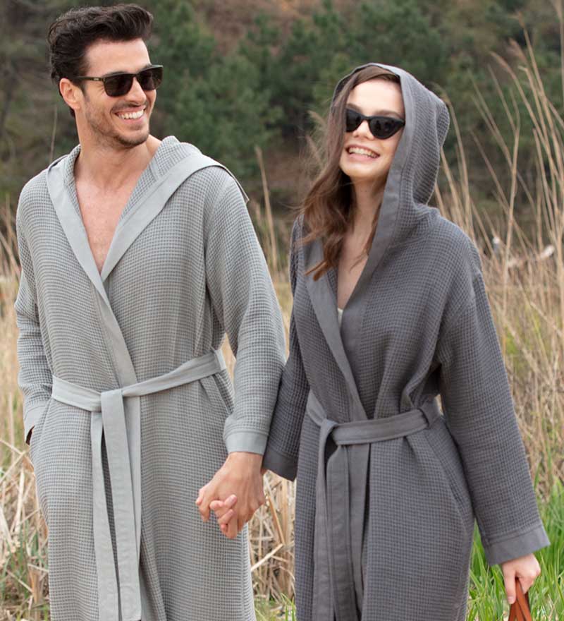 Women's Hooded Turkish Cotton Waffle Robe - Eco4life Clothing and Accessories
