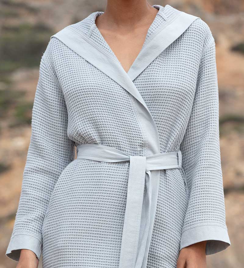 Women's Hooded Turkish Cotton Waffle Robe - Eco4life Clothing and Accessories