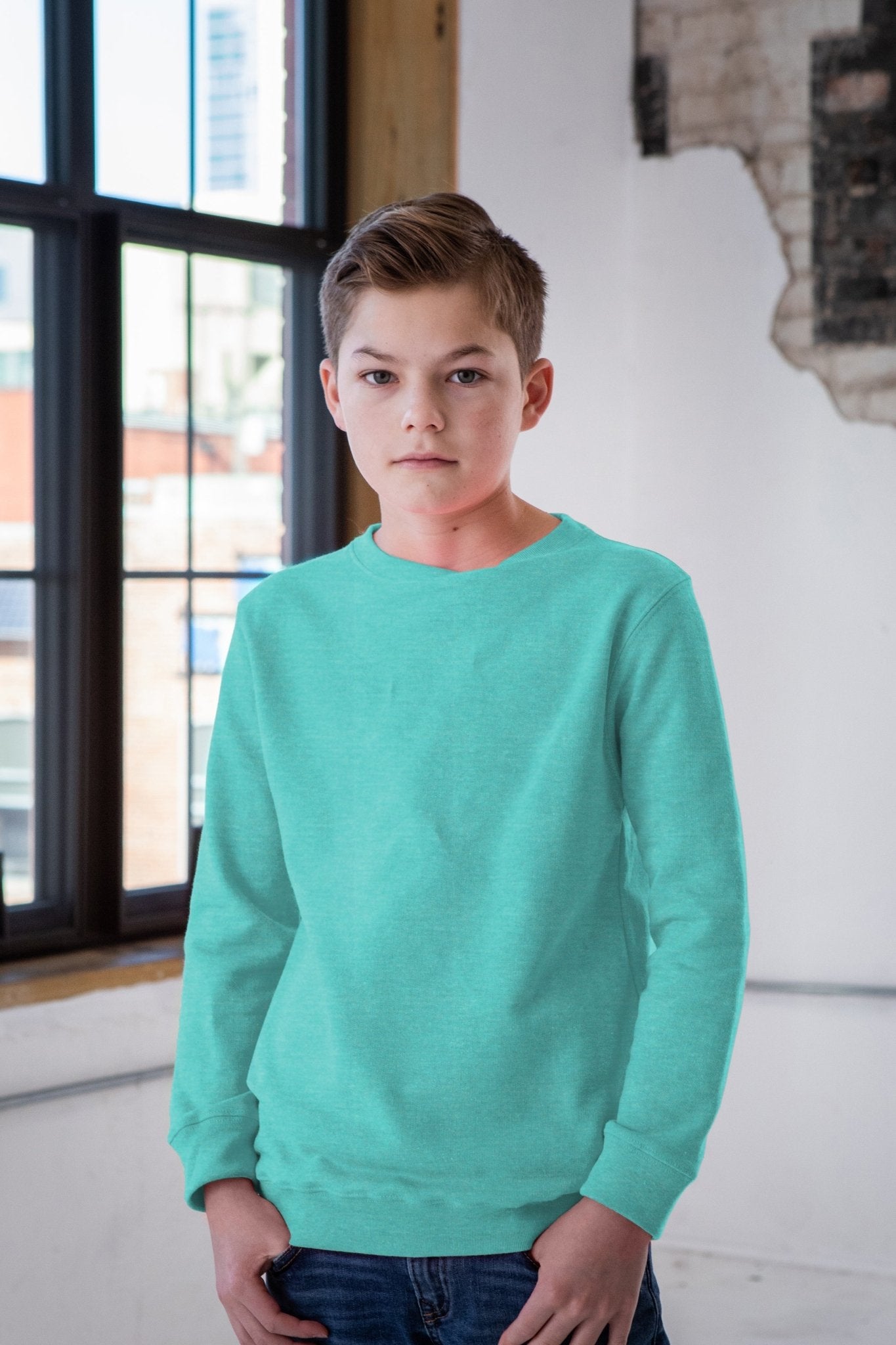 Youth Heathered Fleece Crew - Eco4life Clothing and Accessories