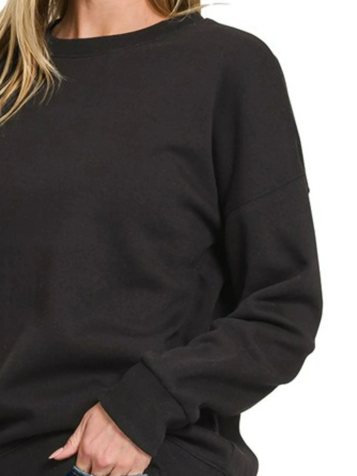 Zenana Full Size Fleece Drop Shoulder Sweatshirt Plus Size - Eco4life Clothing and Accessories