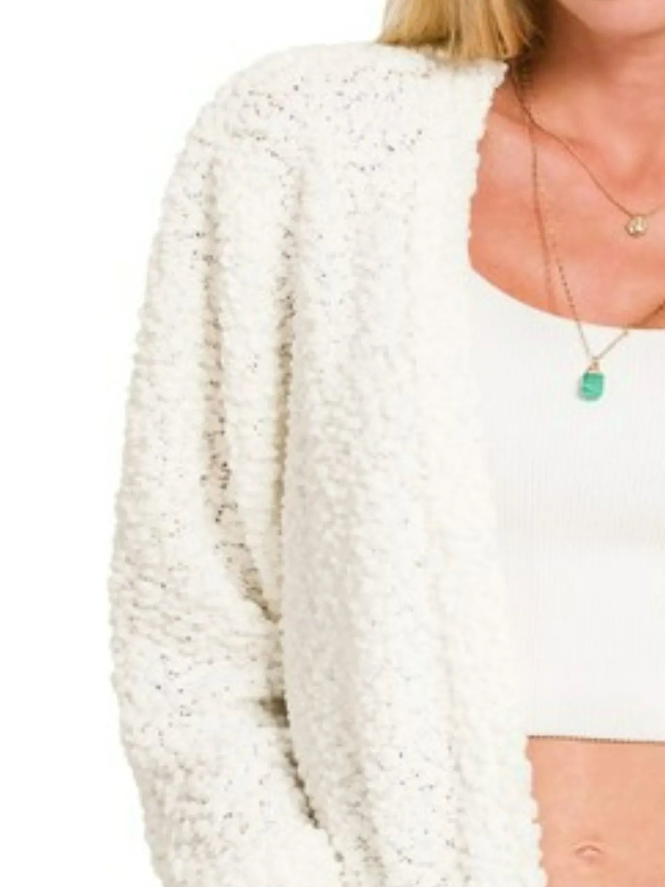 Zenana Long Sleeve Popcorn Sweater Cardigan with Pockets - Eco4life Clothing and Accessories