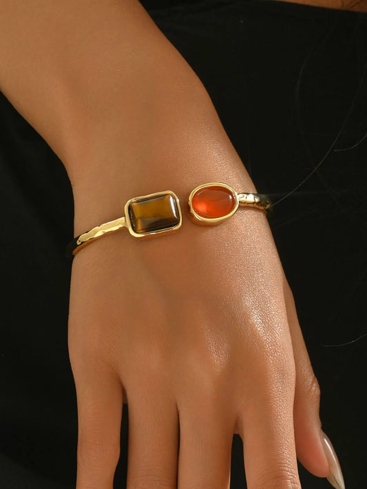 18K Gold - Plated Geometric Open Bracelet - Eco4life Clothing and Accessories