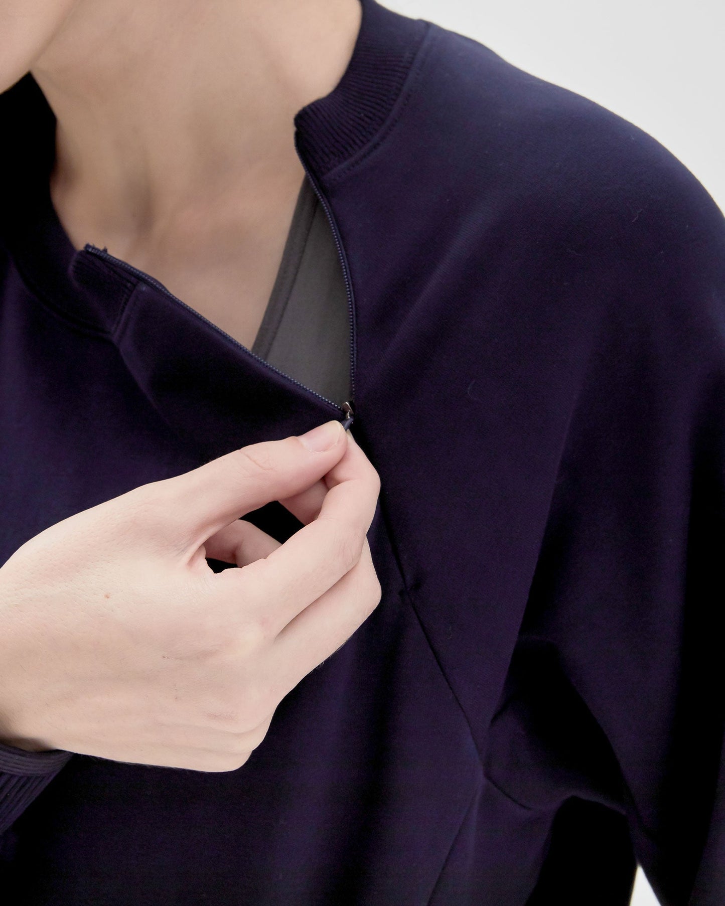 City Zip Crop Crewneck Sweatshirt