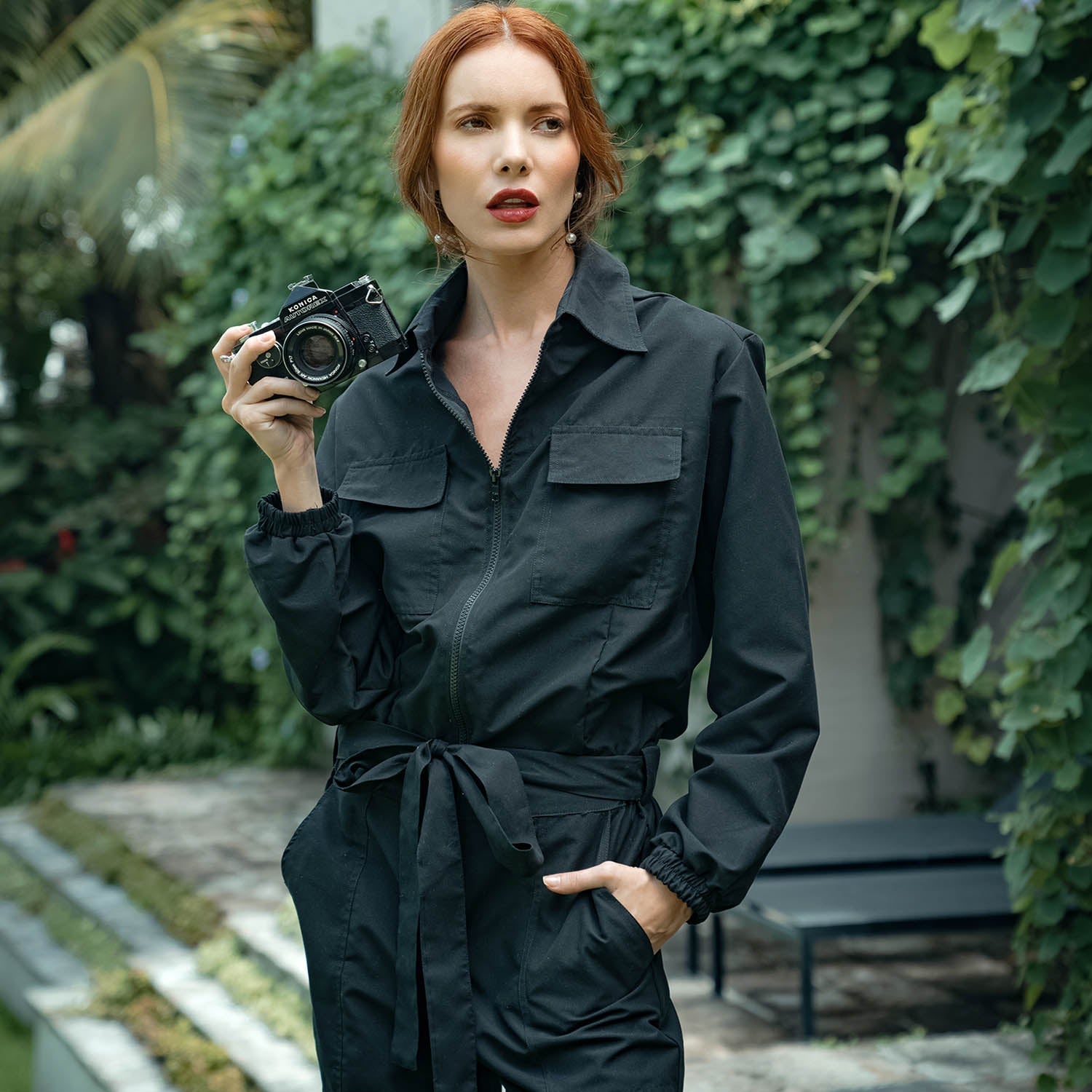 Amelia Recycled Travel Jumpsuit, in Black - Eco4life Clothing and Accessories
