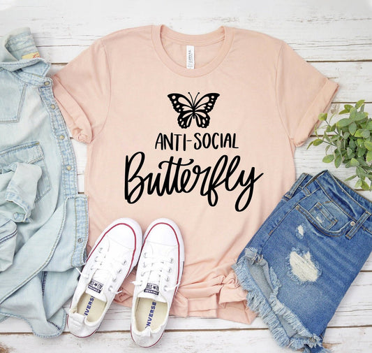 Anti Social Butterfly T-shirt - Eco4life Clothing and Accessories