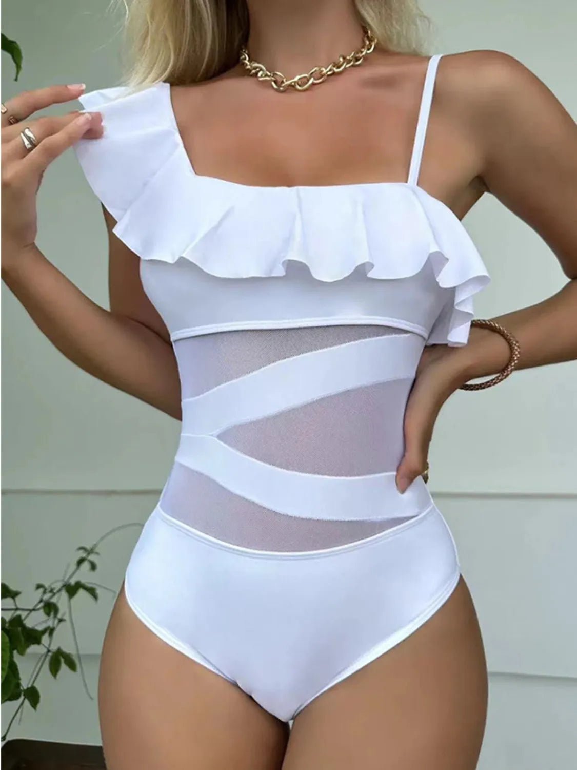 Asymmetrical Ruffled One - Piece Swimwear - Eco4life Clothing and Accessories
