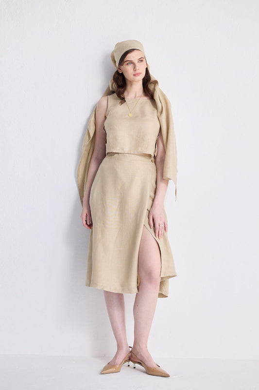 Breezy Summer Set in Neutral Beige - Eco4life Clothing and Accessories