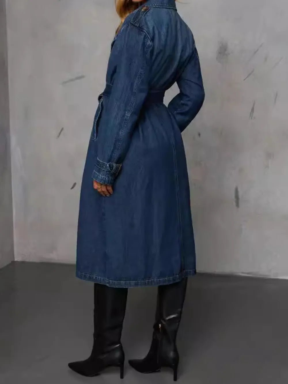 Button Up Long Sleeve Longline Denim Jacket - Eco4life Clothing and Accessories