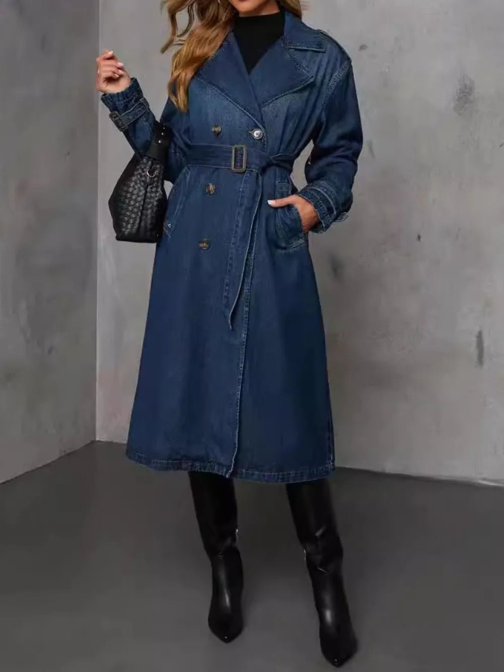 Button Up Long Sleeve Longline Denim Jacket - Eco4life Clothing and Accessories