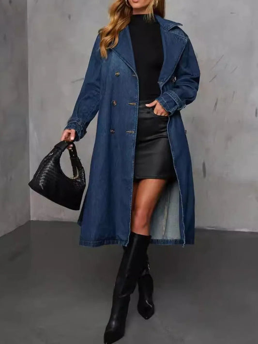 Button Up Long Sleeve Longline Denim Jacket - Eco4life Clothing and Accessories