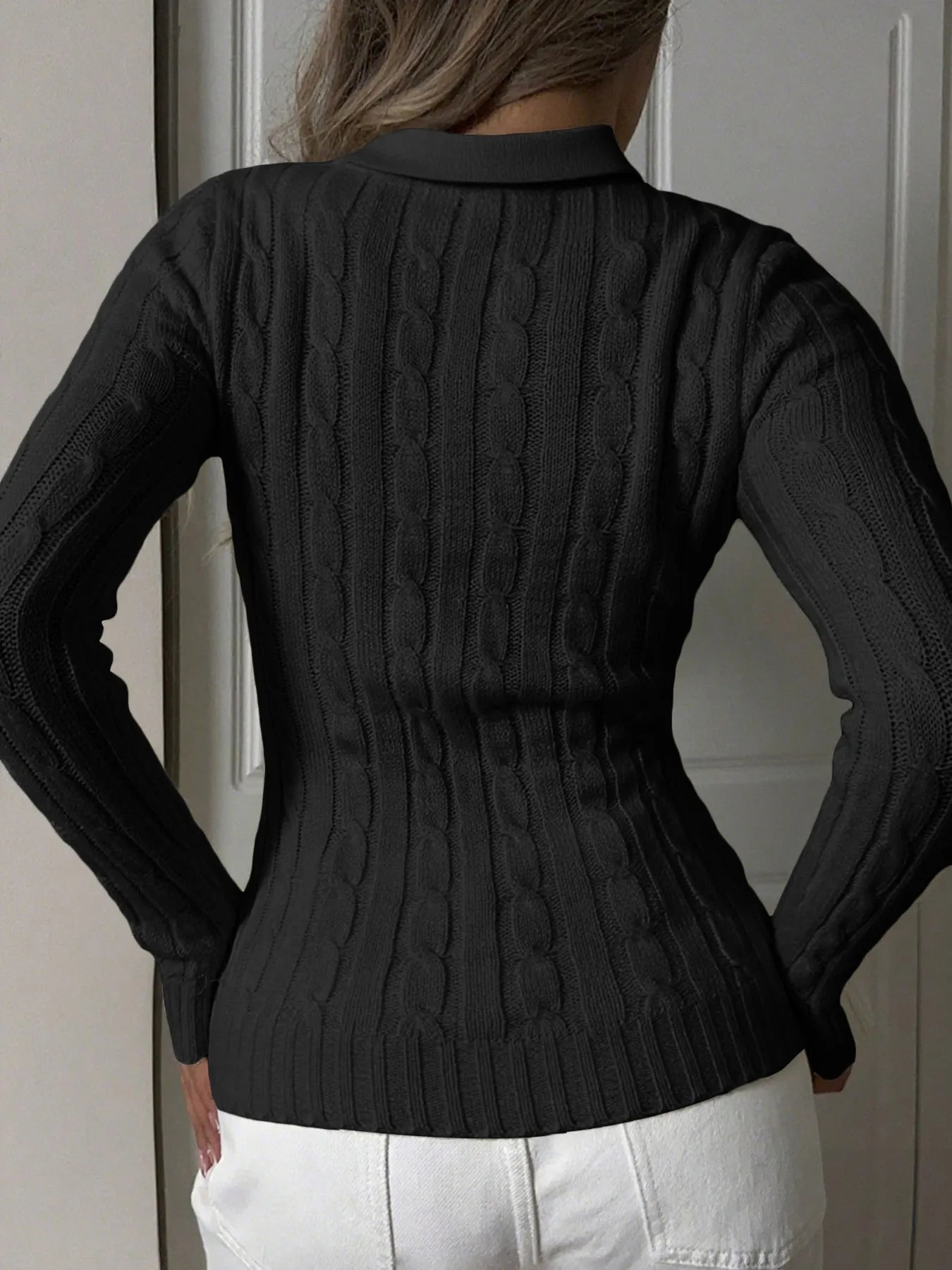 Cable Knit Long Sleeve Sweater - Eco4life Clothing and Accessories