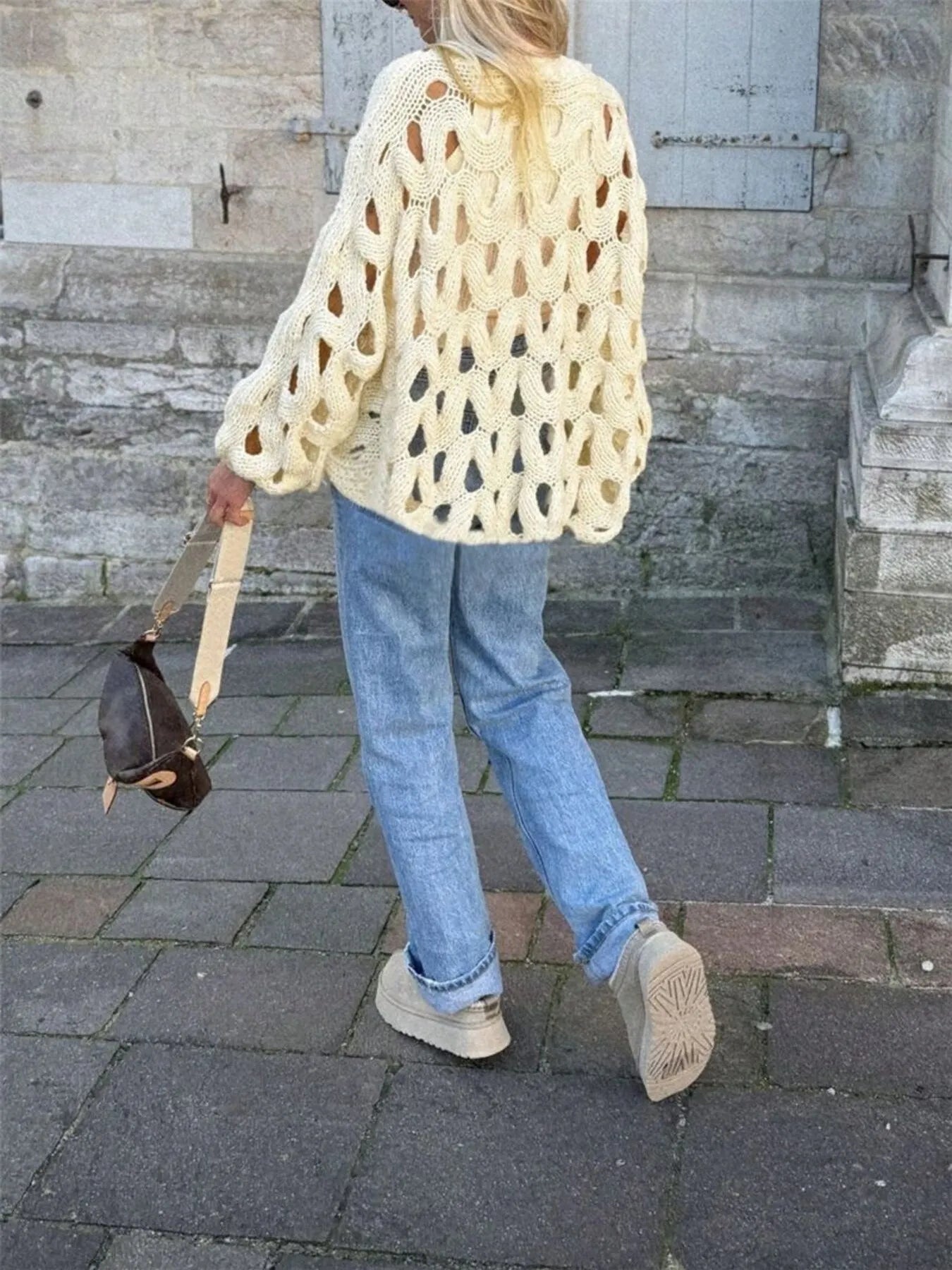 Chunky Cable Knit Hollow Out Sweater - Eco4life Clothing and Accessories