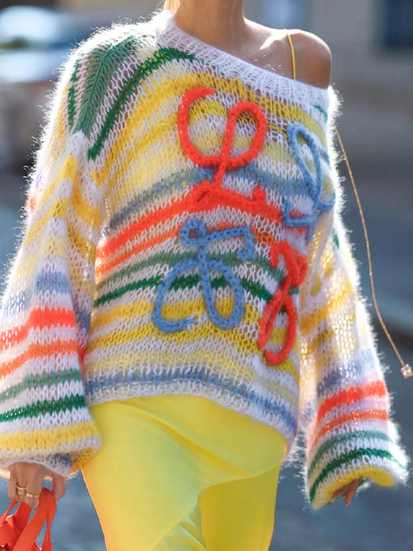 Colorful Abstract Pattern Striped Sweater - Eco4life Clothing and Accessories