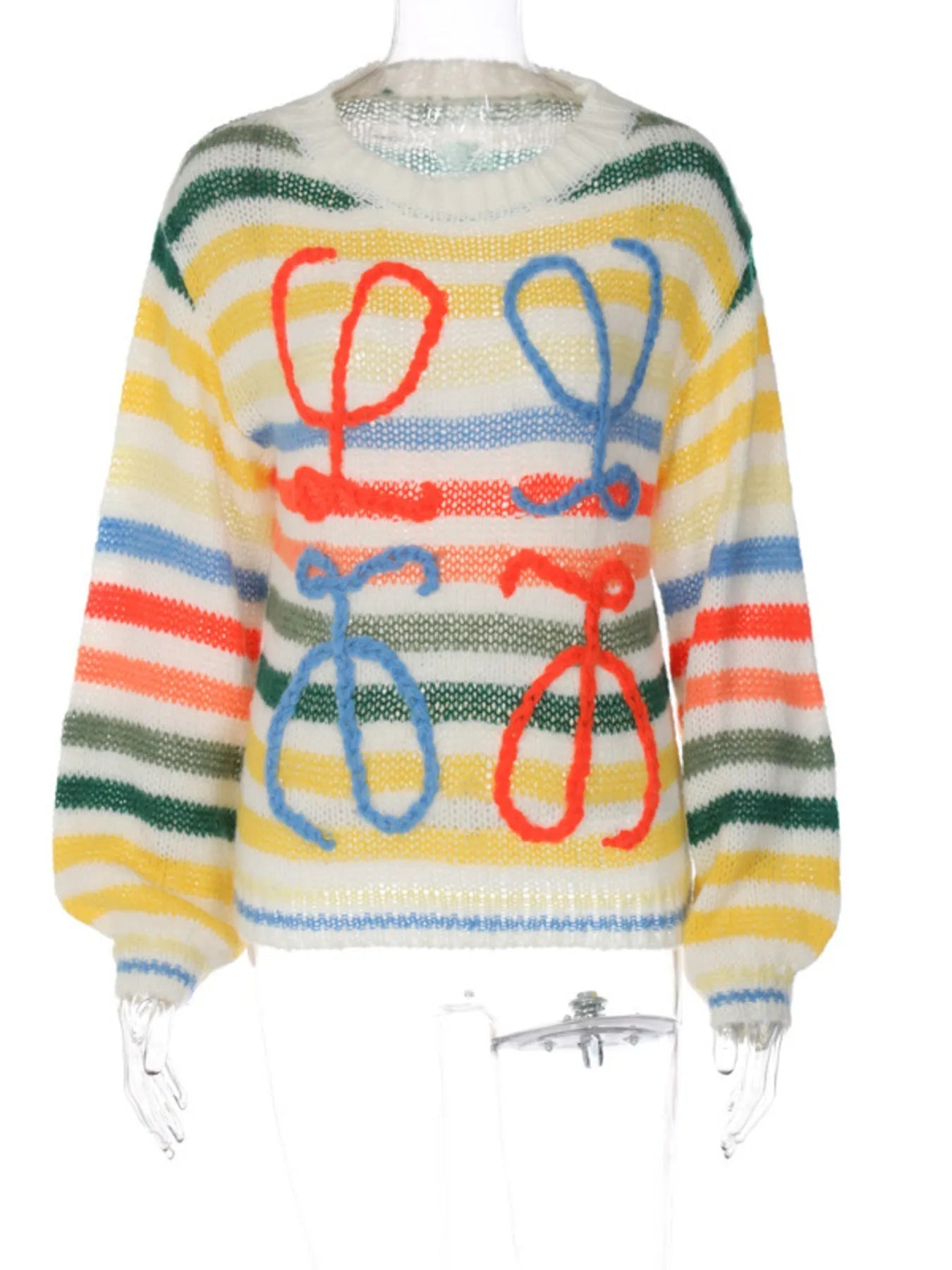 Colorful Abstract Pattern Striped Sweater - Eco4life Clothing and Accessories