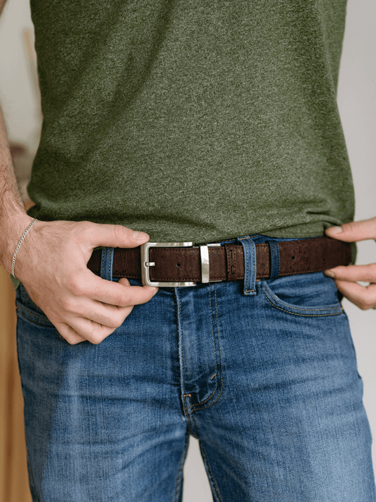 Cork Reversible Men's Belt (Brown/Navy) - Eco4life Clothing and Accessories