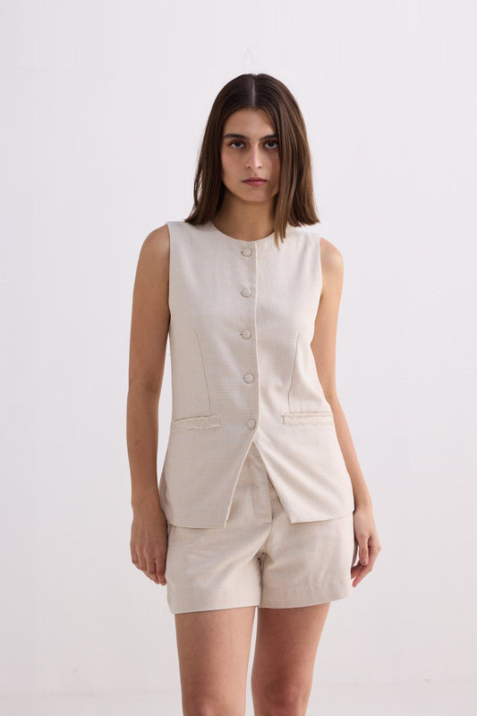 Cotton Tweed Shorts in Cream - Eco4life Clothing and Accessories