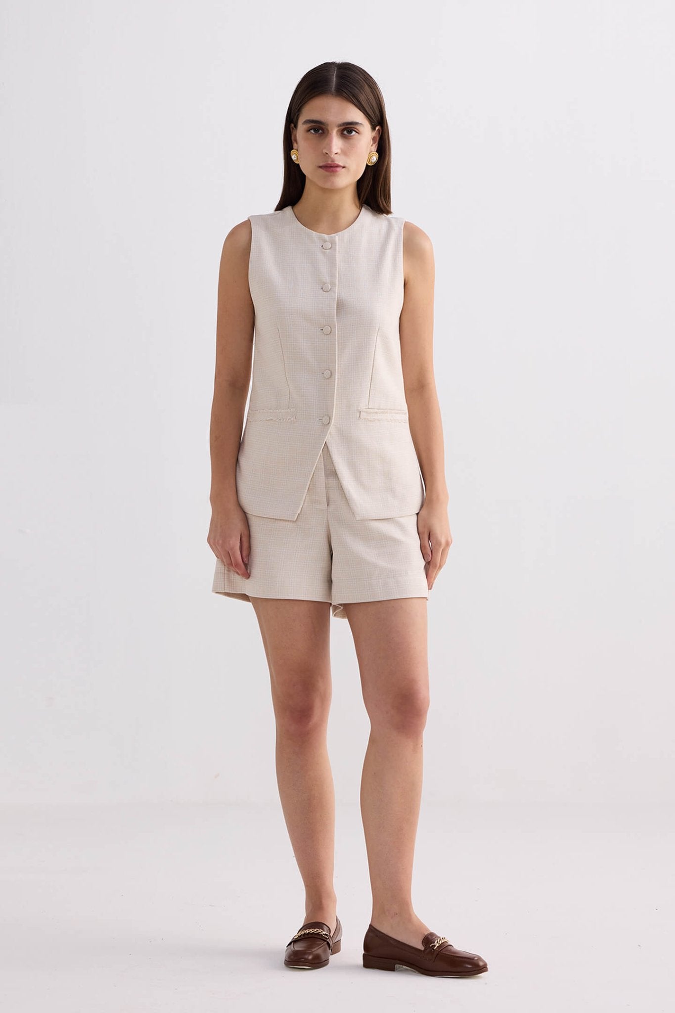Cotton Tweed Shorts in Cream - Eco4life Clothing and Accessories
