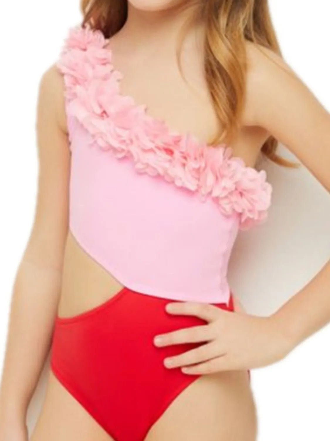 Cutout One Shoulder Contrast Parent - Child Swimwear - Eco4life Clothing and Accessories