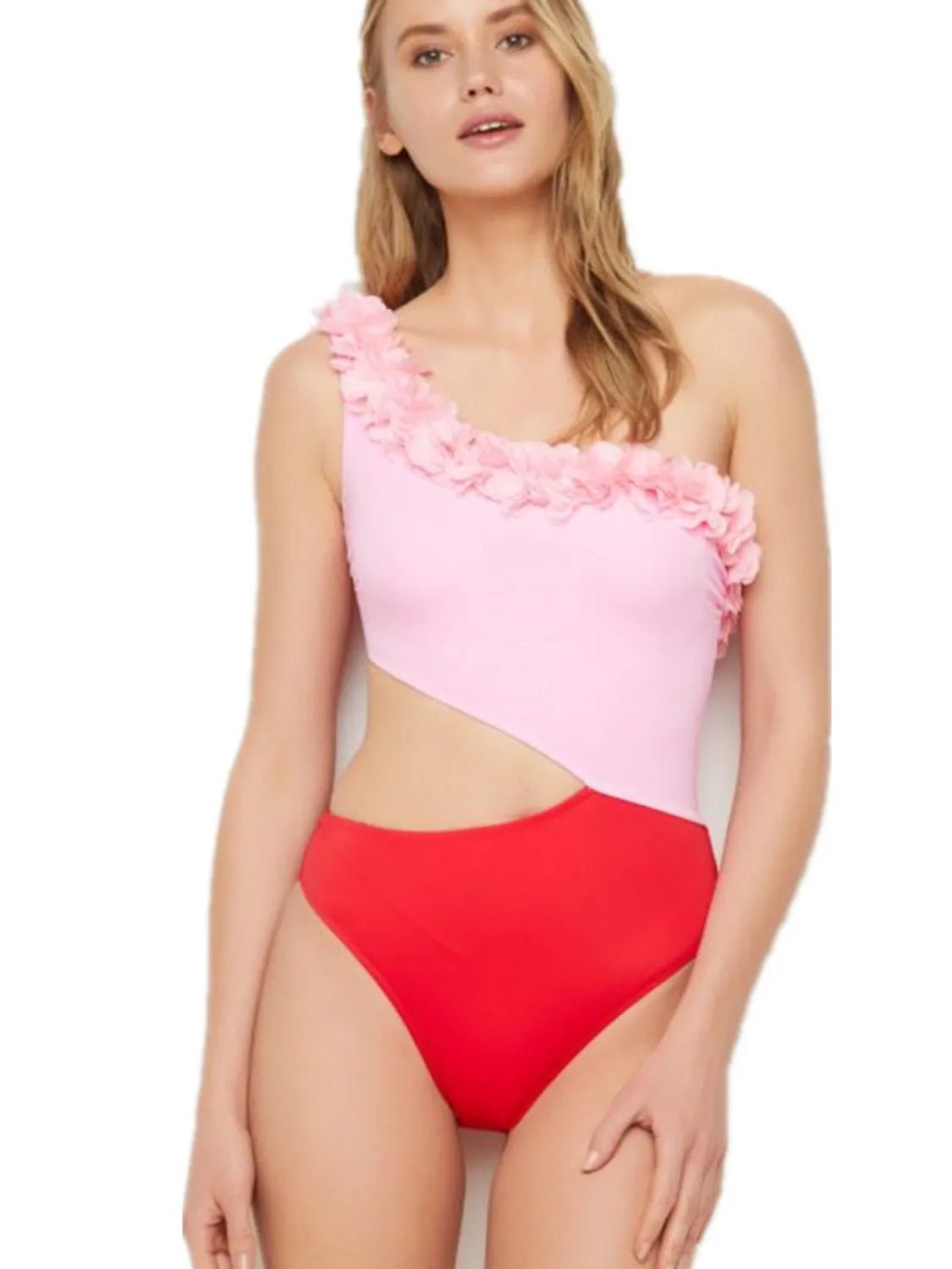 Cutout One Shoulder Contrast Parent - Child Swimwear - Eco4life Clothing and Accessories