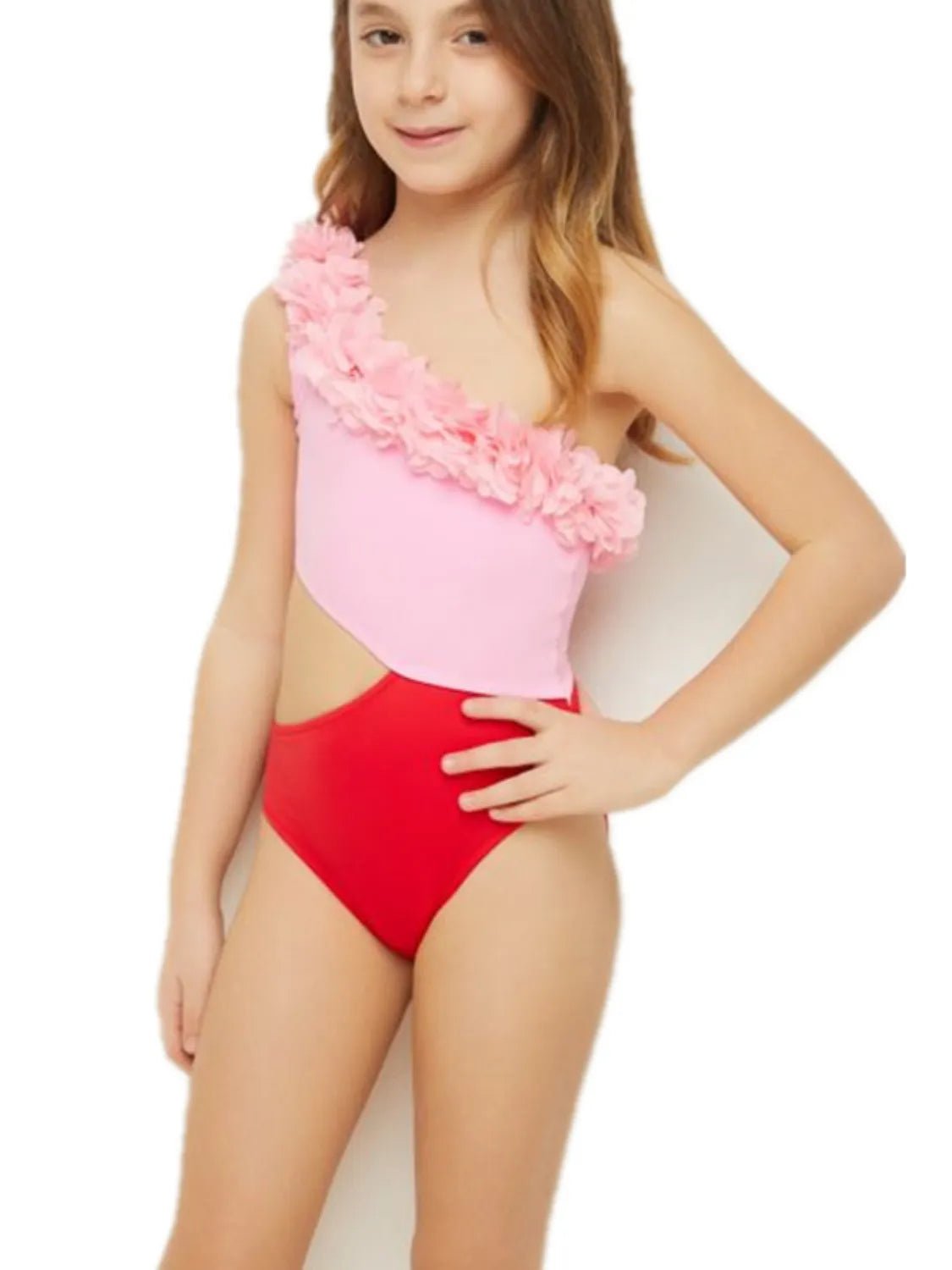 Cutout One Shoulder Contrast Parent - Child Swimwear - Eco4life Clothing and Accessories