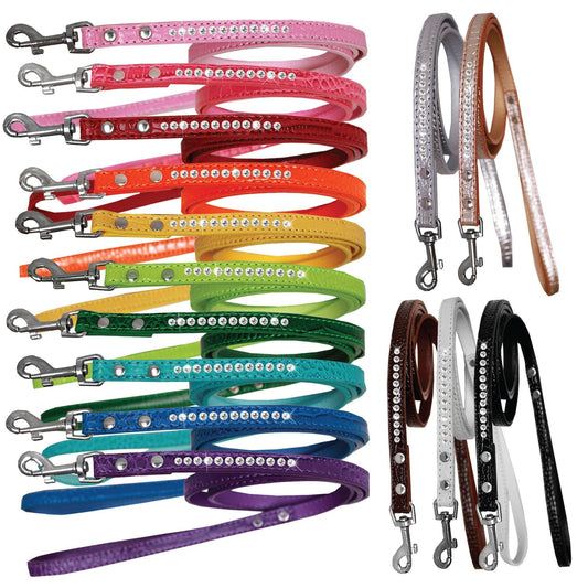 Dog, Puppy & Pet Designer Croc Leash, "One Row Clear Crystal" - Eco4life Clothing and Accessories