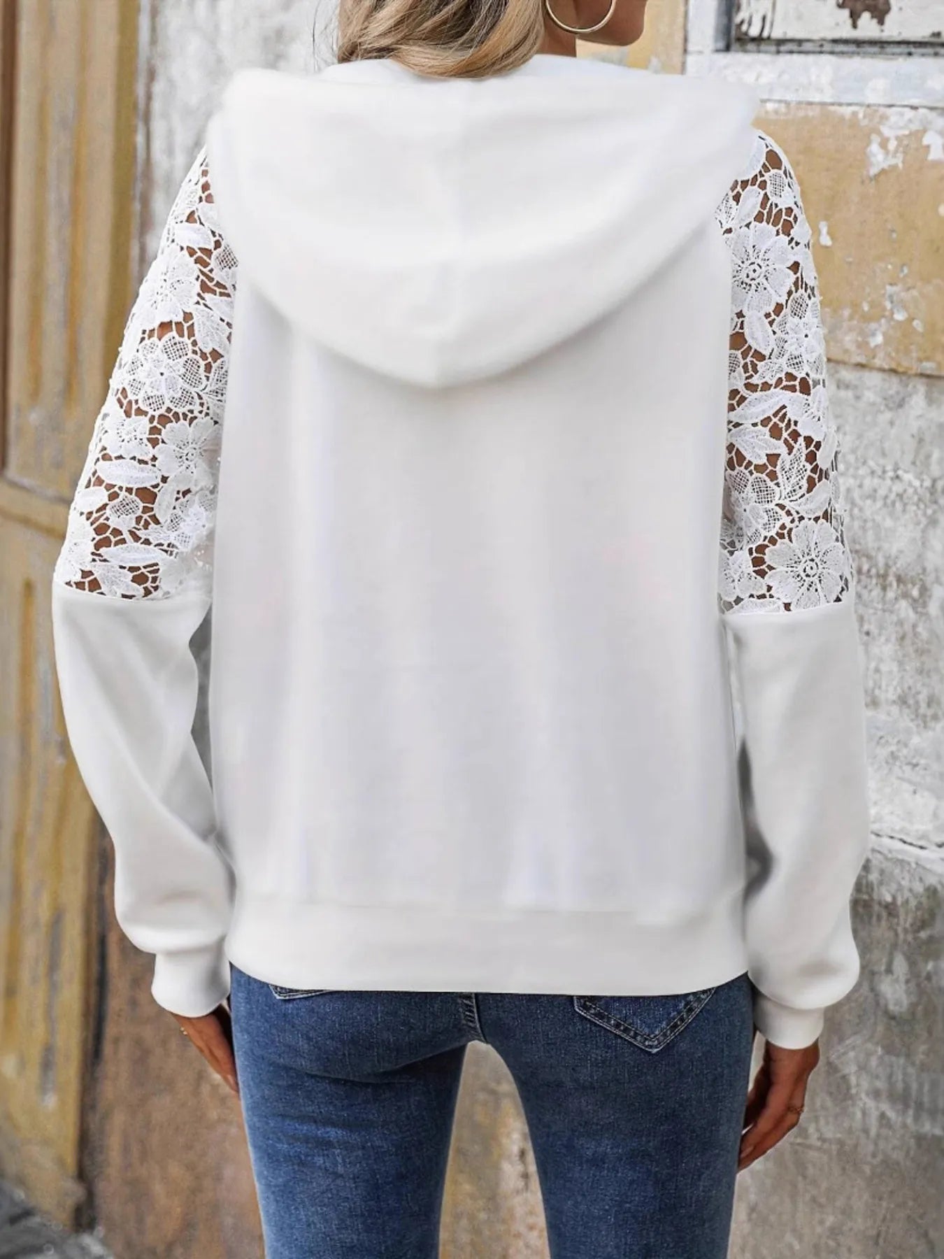 Drawstring Lace Detail Long Sleeve Hoodie - Eco4life Clothing and Accessories