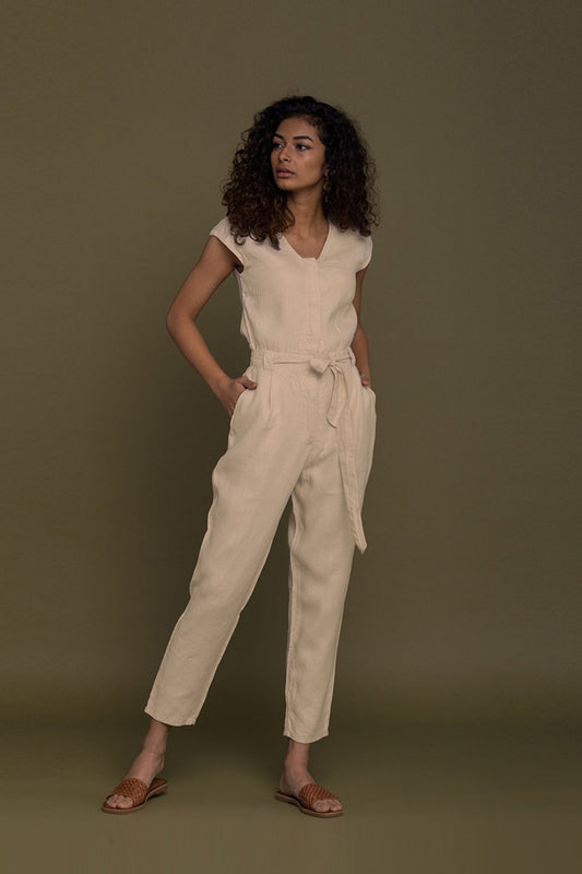 Evening Chai Jumpsuit in Neutral Beige - Eco4life Clothing and Accessories