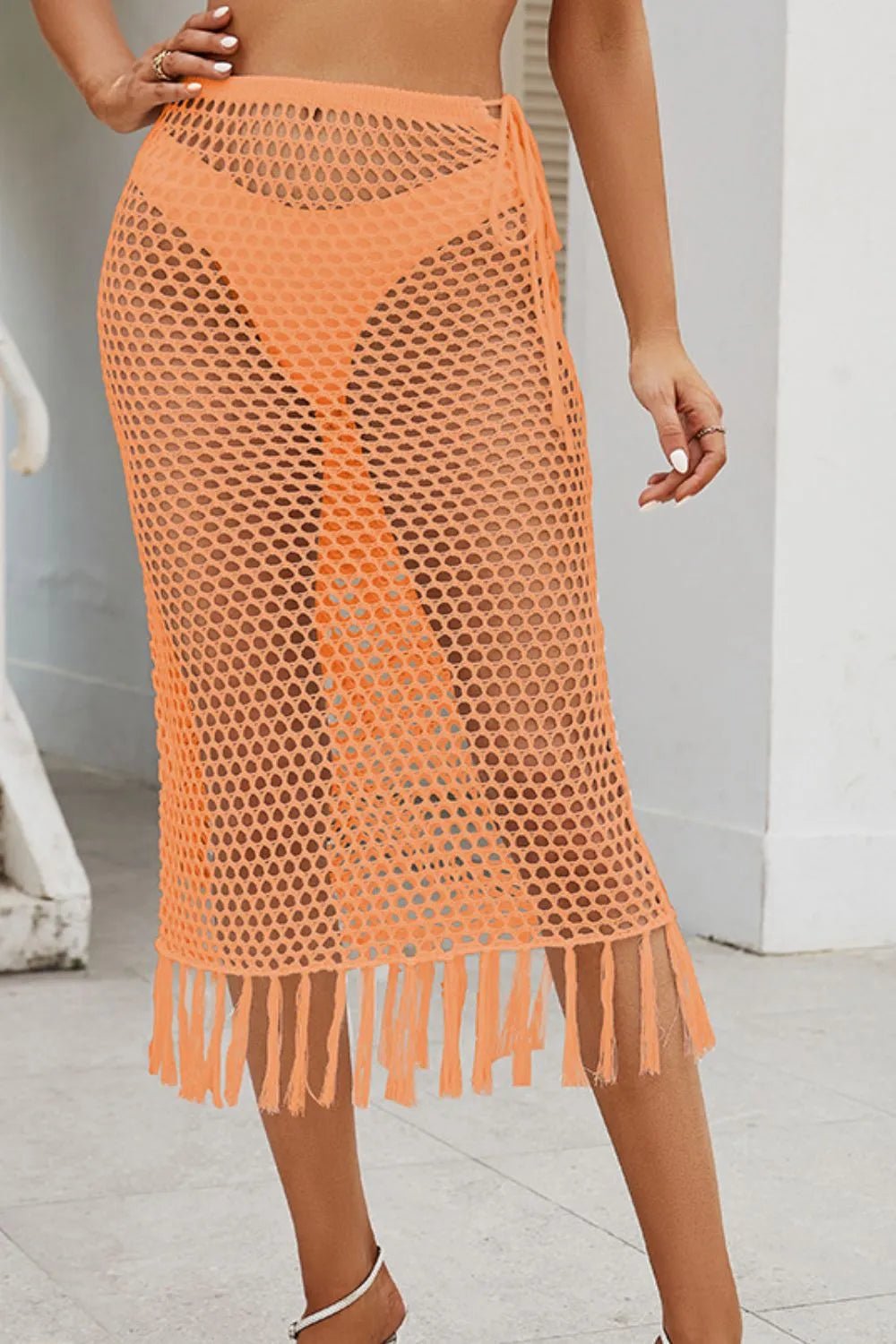 Fringe Openwork High Waist Swim Skirt - Eco4life Clothing and Accessories