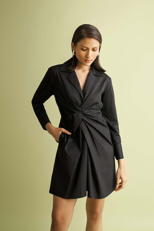 Front Twist Dress in Black - Eco4life Clothing and Accessories