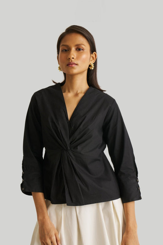 Front Twist Top in Black - Eco4life Clothing and Accessories