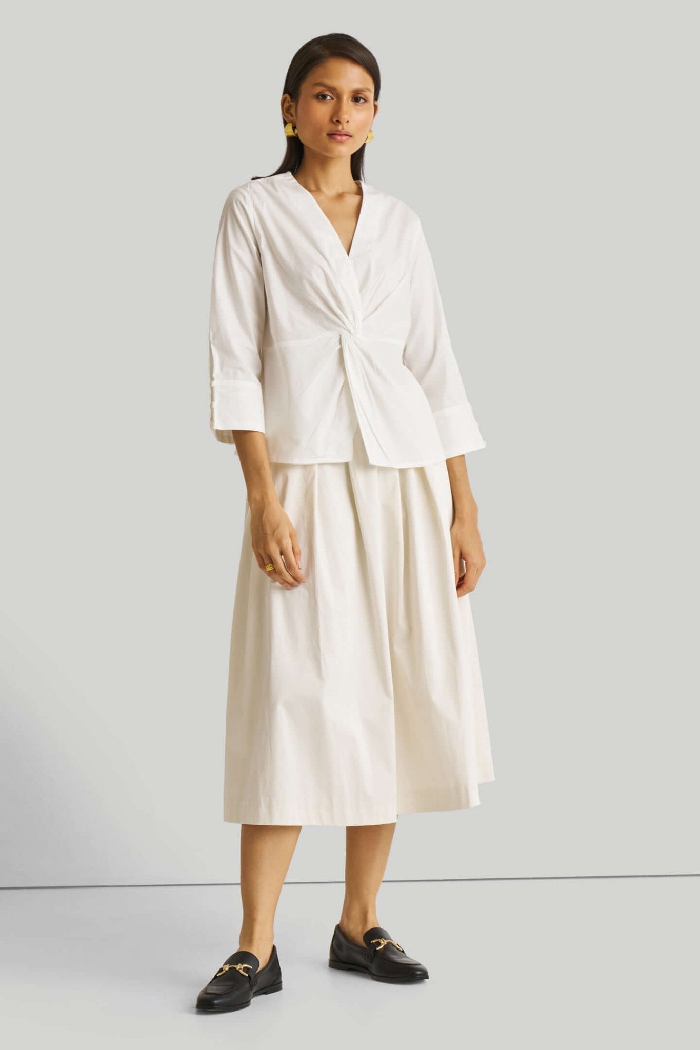 Front Twist Top in White - Eco4life Clothing and Accessories