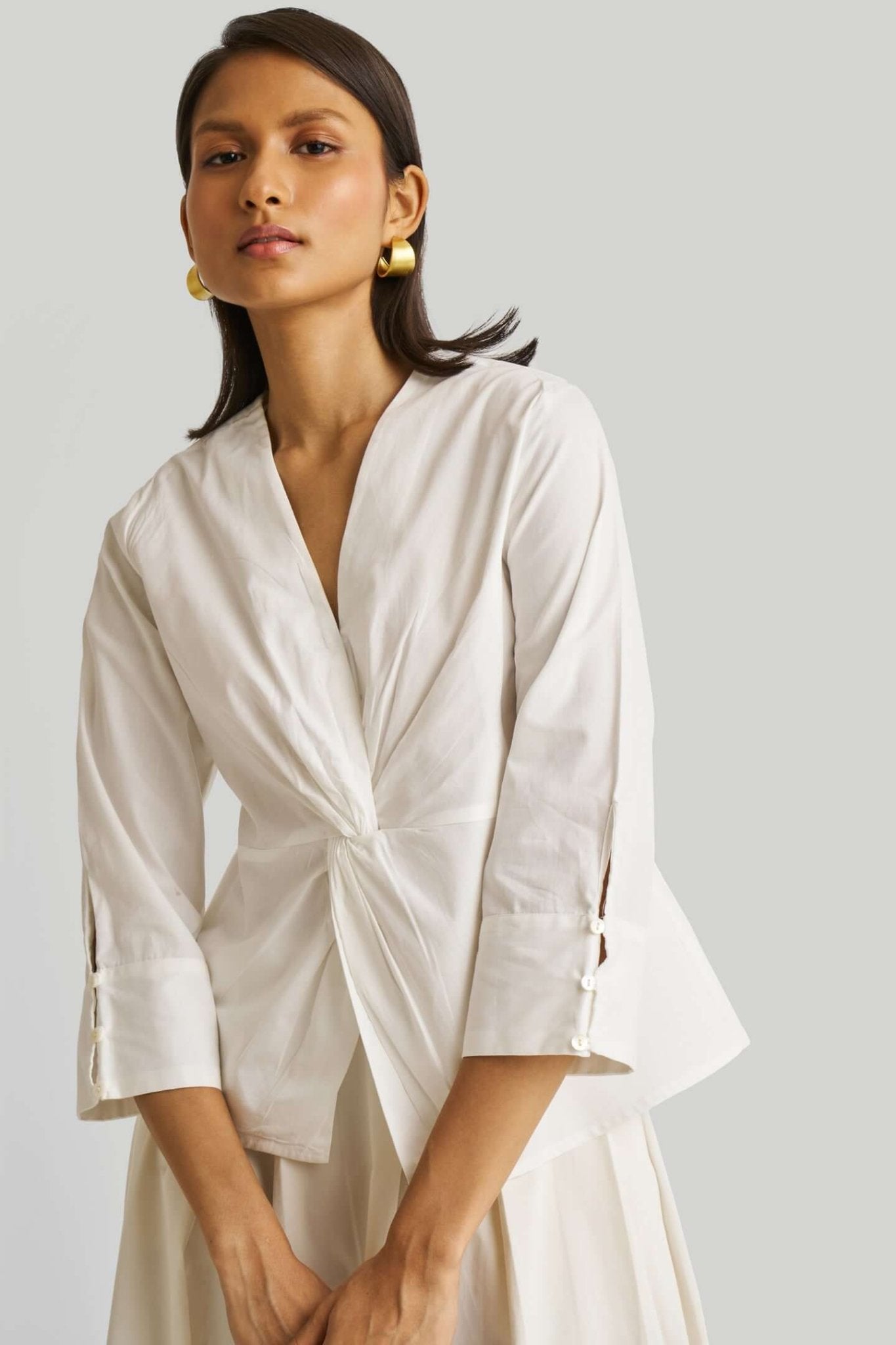 Front Twist Top in White - Eco4life Clothing and Accessories
