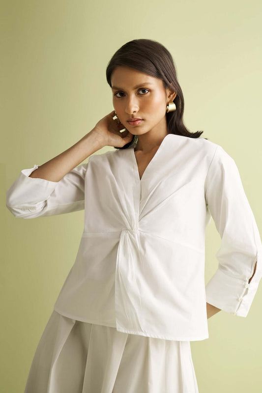 Front Twist Top in White - Eco4life Clothing and Accessories