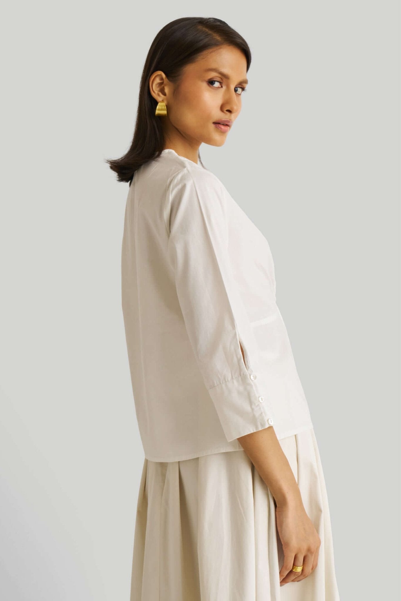 Front Twist Top in White - Eco4life Clothing and Accessories