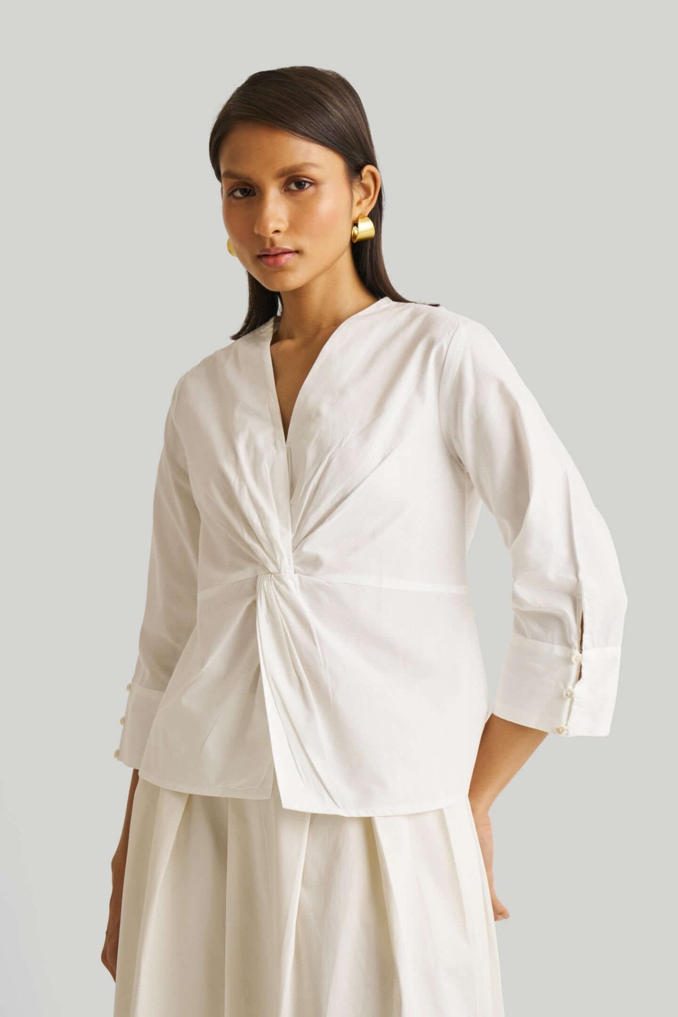 Front Twist Top in White - Eco4life Clothing and Accessories