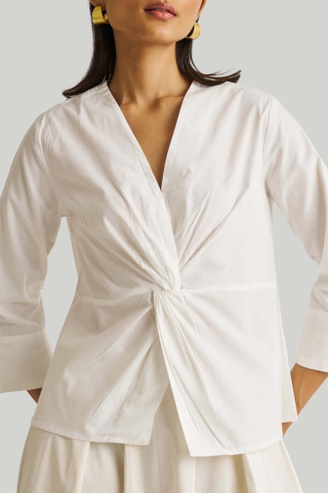Front Twist Top in White - Eco4life Clothing and Accessories
